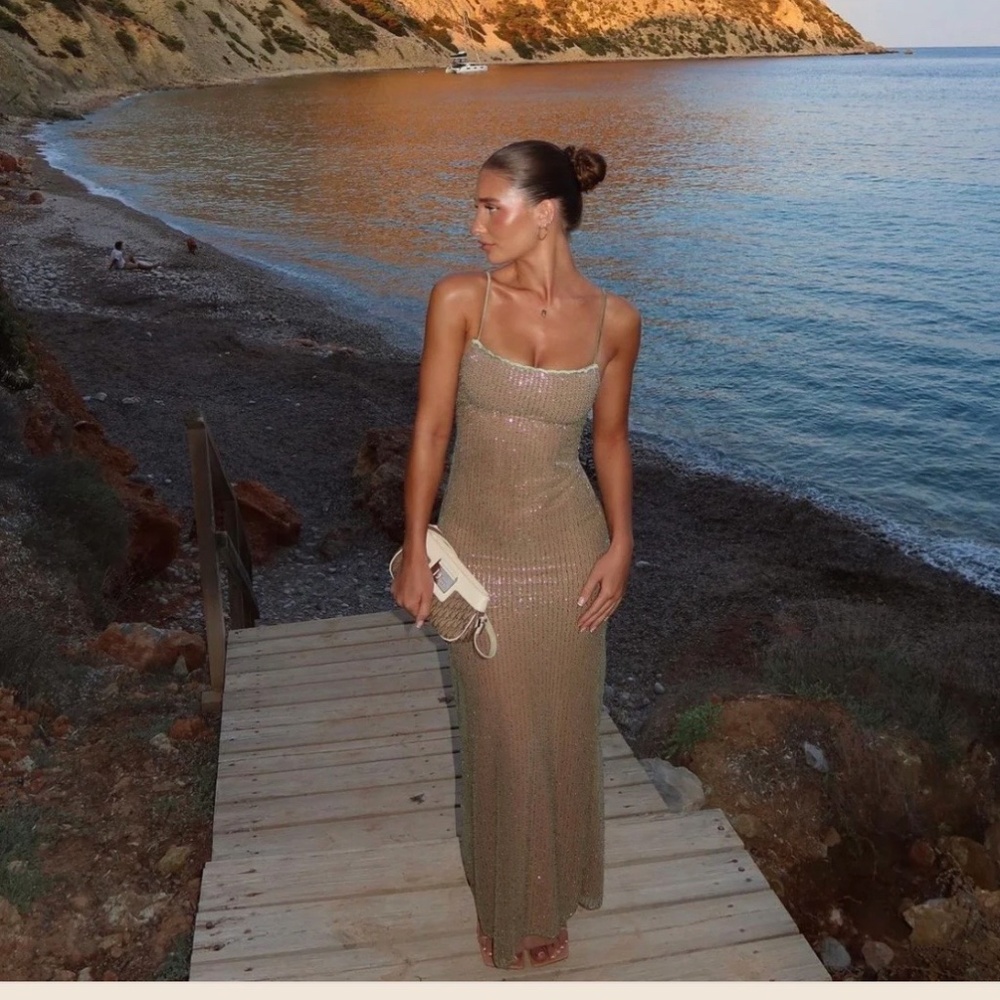 House of cb gold Alondra dress